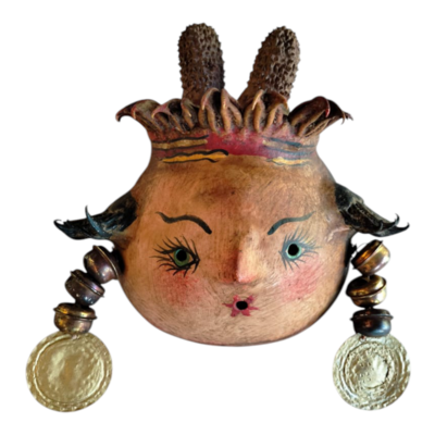Coconut mask. collectibles. home decoration. wall decoration. interior decoration. mexican mask. mexican craft. mexican folk art.