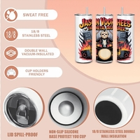 Jason Voorhees Killer Metal Drummer Tumbler - Horror Movie Slasher Band Travel Cup with Metal Straw - Thumbnail 1