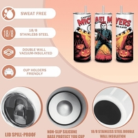 Michael Myers The Mic Slayer Tumbler - Halloween Horror Rapper Travel Cup with Metal Straw | Free Ship - Thumbnail 2