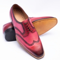 Crafted Leather Classic Pink Black Shaded Leather Oxford Lace up Dress Shoes - Thumbnail 4