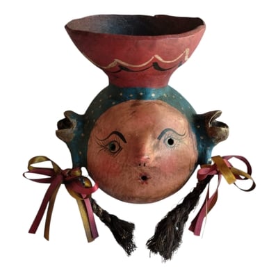 Coconut mask. collectibles. home decoration. wall decoration. interior decoration. mexican mask. mexican craft. mexican folk art.