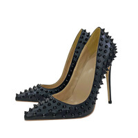 Rivet high heels 12CM pointed toe stilettos women's shoes - Thumbnail 4