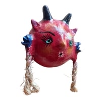 Vibrant Coconut mask. Collectibles. Home decoration. Wall decoration. Interior decoration. Mexican mask. Mexican craft. Mexican Folk Art. - Thumbnail 1