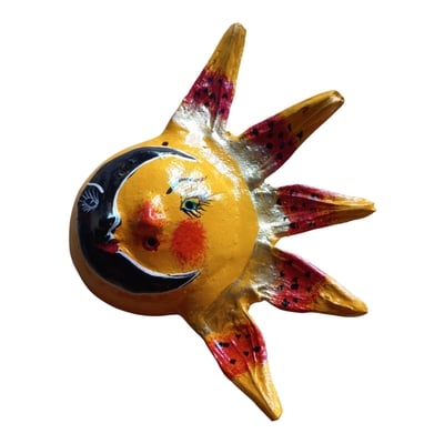 Vibrant coconut mask. collectibles. home decoration. wall decoration. interior decoration. mexican mask. mexican craft. mexican folk art.