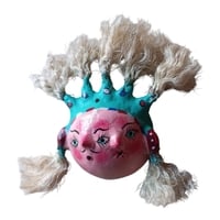 Vibrant Coconut mask. Collectibles. Home decoration. Wall decoration. Interior decoration. Mexican mask. Mexican craft. Mexican Folk Art. - Thumbnail 3