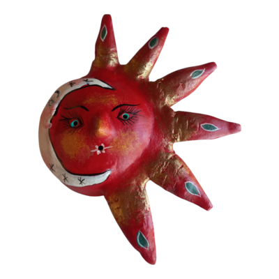 Vibrant coconut mask. collectibles. home decoration. wall decoration. interior decoration. mexican mask. mexican craft. mexican folk art.