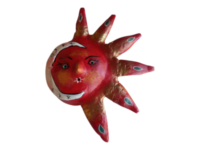 Vibrant Coconut mask. Collectibles. Home decoration. Wall decoration. Interior decoration. Mexican mask. Mexican craft. Mexican Folk Art.