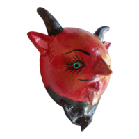 Vibrant Coconut mask. Collectibles. Home decoration. Wall decoration. Interior decoration. Mexican mask. Mexican craft. Mexican Folk Art. - Thumbnail 2