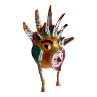 Vibrant Coconut mask. Collectibles. Home decoration. Wall decoration. Interior decoration. Mexican mask. Mexican craft. Mexican Folk Art. - Thumbnail 2