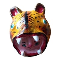Vibrant Coconut mask. Collectibles. Home decoration. Wall decoration. Interior decoration. Mexican mask. Mexican craft. Mexican Folk Art. - Thumbnail 2