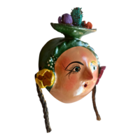 Vibrant Coconut mask. Collectibles. Home decoration. Wall decoration. Interior decoration. Mexican mask. Mexican craft. Mexican Folk Art. - Thumbnail 1