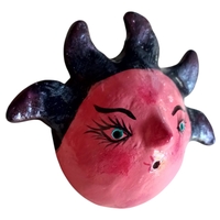 Vibrant Coconut mask. Collectibles. Home decoration. Wall decoration. Interior decoration. Mexican mask. Mexican craft. Mexican Folk Art. - Thumbnail 1