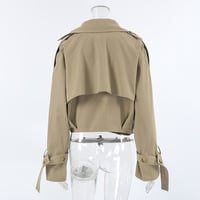 Khaki double-breasted trench coat with blazer collar - Thumbnail 3