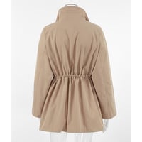 Mid-length simple casual loose waist drawstring windbreaker - Thumbnail 3