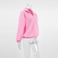 Women's loose lapel pullover fleece sweatshirt - Thumbnail 2