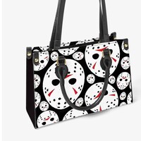 Jason Voorhees Hockey Mask Pattern Friday the 13th Leather Handbag - Free Ship JTPRT - Thumbnail 3