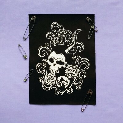 Maleficent skull & roses sleeping beauty goth punk patch