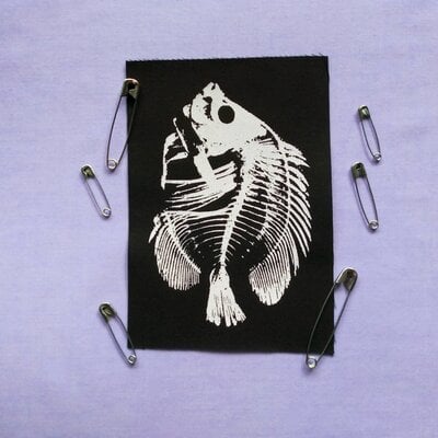 Fish skeleton punk patch