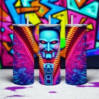 Movie SAW; Jigsaw Billy Tumbler | Zipper Design | 20oz Stainless Tumbler| Free Ship - Thumbnail 2