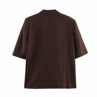 Fashionable Linen Blend Short Sleeve Blazer - Thumbnail 1