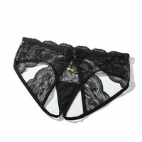 Sexy Backless Bell Bowknot Women's Underwear Thong T-Back Lingerie Slutty Underpants Lace Hollow Crotchless Panties Naughty Briefs - Thumbnail 6