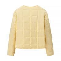 Street Fashion Quilted Plaid Cotton Jacket - Thumbnail 2