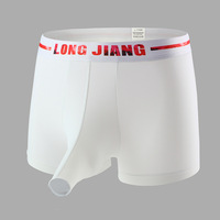 Multi-color 3PK Men's sexy underwear lingerie youth open elephant tube physiological modal boxer briefs L461 - Thumbnail 1
