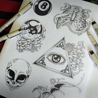 Crystal Ball with Black Cat & Skeleton Hand Goth Punk Sew-on Patches (Small version) - Thumbnail 4