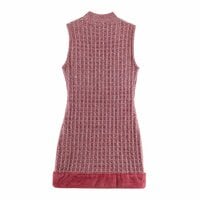 faux fur textured knit dress - Thumbnail 2