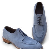 Crafted Leather Handmade Men Gray Suede Leather Oxford Lace up Dress Shoes - Thumbnail 1