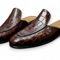 Crafted Leather Handmade Men Dress Shoes Classic Brown Crocodile Leather Alligator Mules  - Thumbnail 1