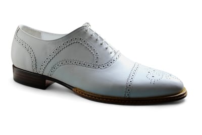 Crafted Leather Classic White Leather Oxford Lace up Formal Dress Shoes