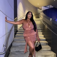 Front Tie Halter Mini Dress - Thumbnail 1