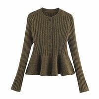 ribbed-knit jacket with culottes hem - Thumbnail 1