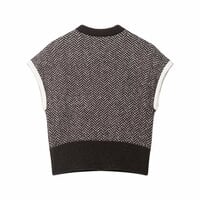 Simple preppy herringbone knit vest top - Thumbnail 2