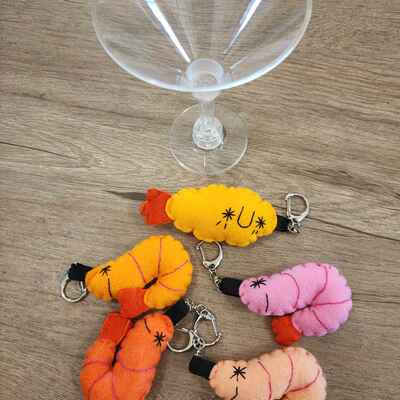 Felt shrimp keychain
