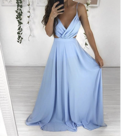 Dusty Blue Prom Dresses Evening Gown