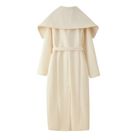 Fashionable loose and versatile belted lapel woolen coat - Thumbnail 1