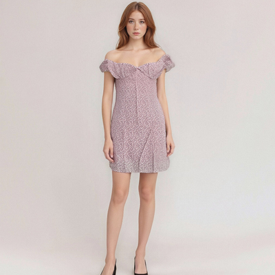 Pink flower summer dress skirt - Thumbnail 3