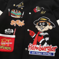 Harajuku Hamburger Embroidered Bomber Jacket - Thumbnail 6