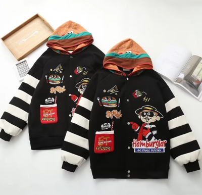 Harajuku Hamburger Embroidered Bomber Jacket