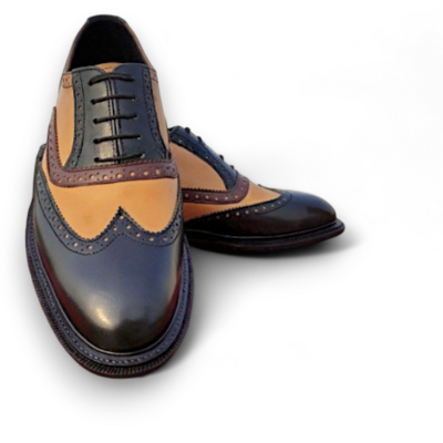 Crafted leather men black brown classic oxford wingtip lace up dress shoes