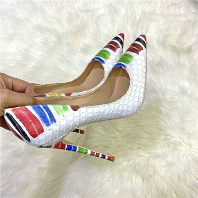 New snakeskin pattern color matching high heels 