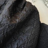 Black Jacquard Prom Dresses Puffed Sleeve Formal Dresses ,Long Black Prom Dress with Intricate Beaded Cut-out Evening Dress - Thumbnail 3