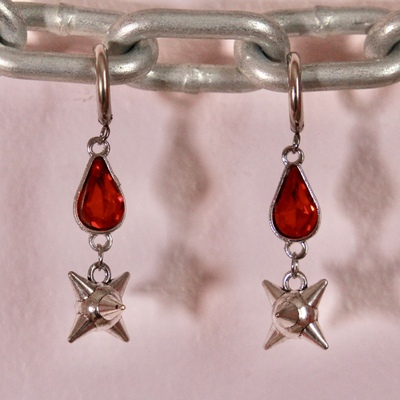 Bl**d drop flail earrings