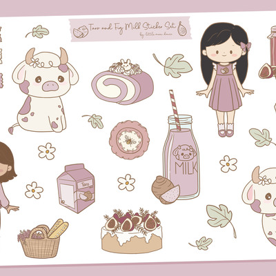 Taro and fig milk sticker sheet