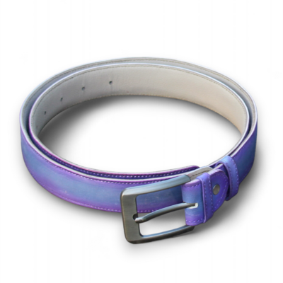 Purple patina leather belt for men