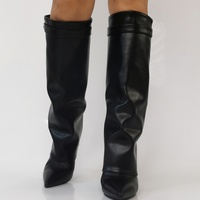 Women's Premium Leather Stiletto Boots - Pointed-Toe Sexy Black Winter Ankle Footwear - Thumbnail 4