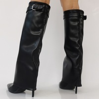Women's Premium Leather Stiletto Boots - Pointed-Toe Sexy Black Winter Ankle Footwear - Thumbnail 2
