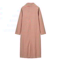 Retro elegant loose lapel plaid long trench coat - Thumbnail 2